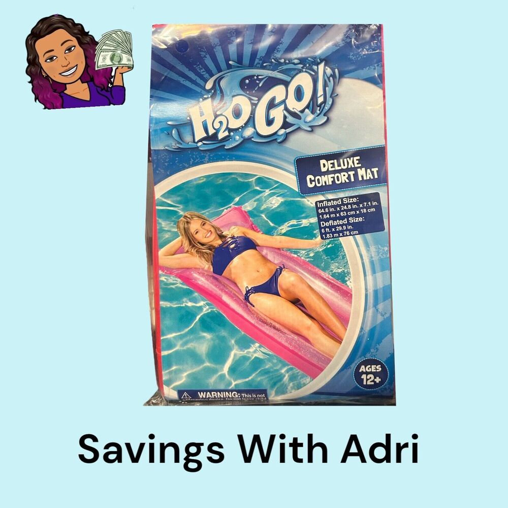 Bestway H2O Go! Deluxe Comfort Mat Swimming Pool Float (64.5"x24.8"x7.1") Pink